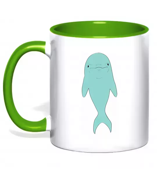 Чашка з кольоровою ручкою Блакитний дельфін Зелений фото