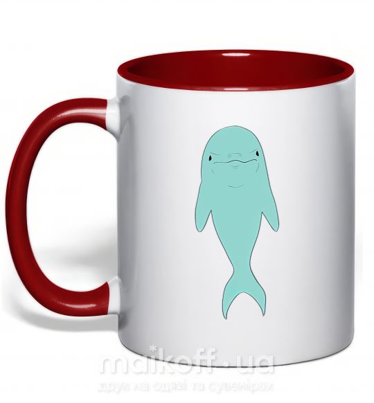 Чашка з кольоровою ручкою Голубой дельфин Червоний фото