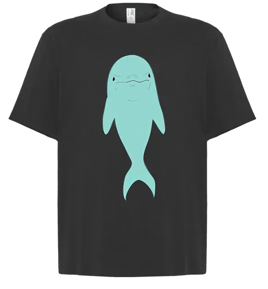 Футболка Оверсайз Блакитний дельфін Черный фото