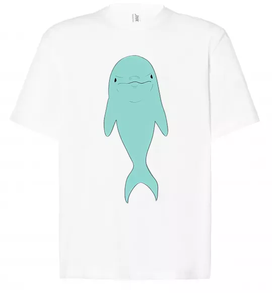 Футболка Оверсайз Блакитний дельфін Белый фото