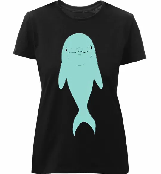 Жіноча преміум футболка Блакитний дельфін Чорний фото