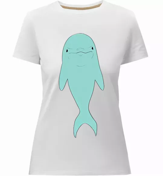 Жіноча преміум футболка Блакитний дельфін Білий фото