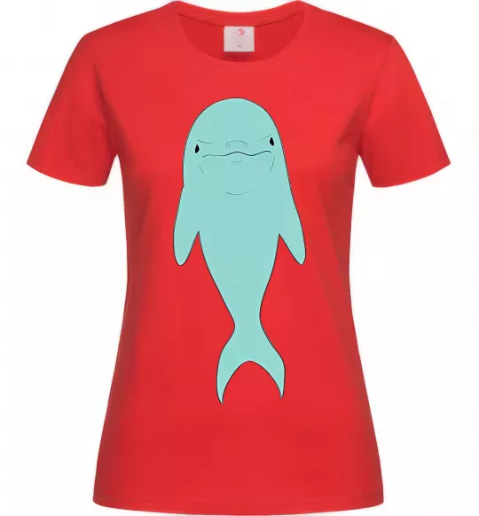 Жіноча футболка Блакитний дельфін Червоний фото