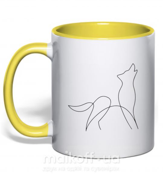 Чашка с цветной ручкой Wolf lines Солнечно желтый фото