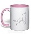 Чашка с цветной ручкой Wolf lines Нежно розовый фото