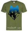 Чоловіча футболка Синий волк Оливковий фото
