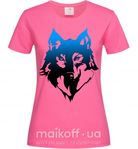 Женская футболка Синий волк Ярко-розовый фото