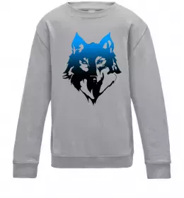 Детский Свитшот Синій вовк Серый меланж фото