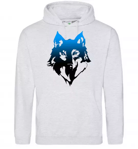 Чоловіча толстовка (худі) Синій вовк Сірий меланж фото