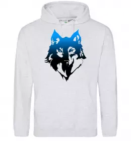 Мужская толстовка (худи) Синій вовк Серый меланж фото