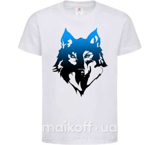 Детская футболка Синий волк Белый фото