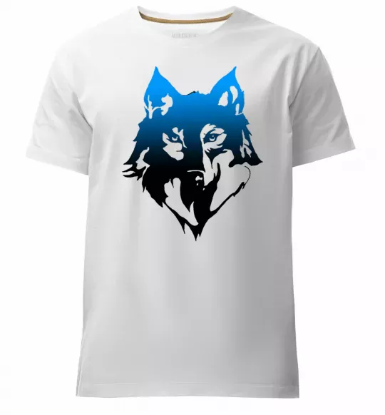 Мужская премиум футболка Синій вовк Белый фото