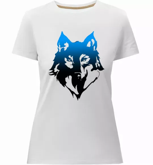 Жіноча преміум футболка Синій вовк Білий фото