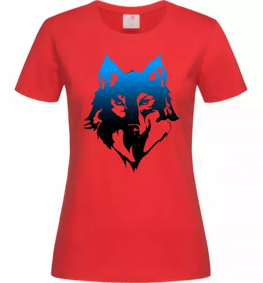 Женская футболка Синій вовк Красный фото