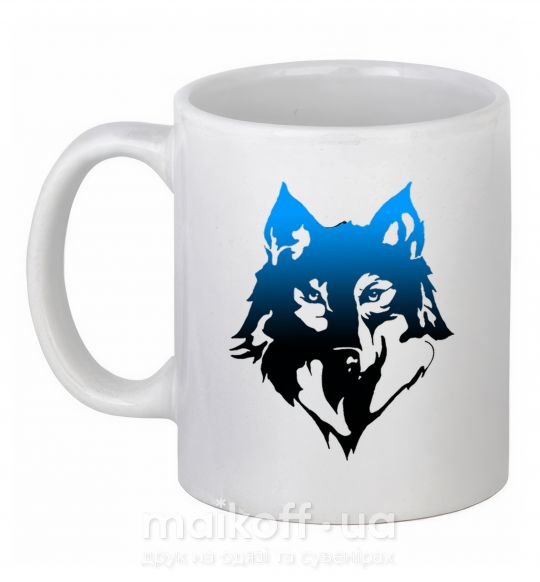 Чашка керамическая Синий волк Белый фото