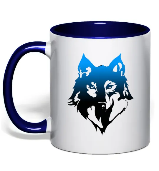 Чашка с цветной ручкой Синій вовк Глубокий темно-синий фото