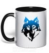 Чашка с цветной ручкой Синий волк Черный фото