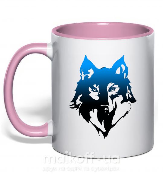 Чашка с цветной ручкой Синий волк Нежно розовый фото