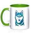 Чашка з кольоровою ручкою Зеленый волк Зелений фото
