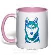 Чашка з кольоровою ручкою Зеленый волк Ніжно рожевий фото