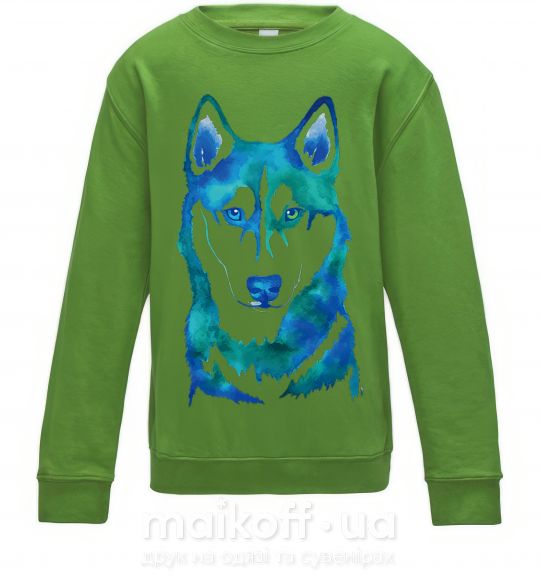 Дитячий світшот Зеленый волк Лаймовий фото