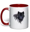 Чашка с цветной ручкой Wolf in the wood Красный фото
