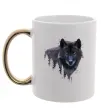Чашка с цветной ручкой Wolf in the wood Золото фото