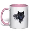 Чашка с цветной ручкой Wolf in the wood Нежно розовый фото