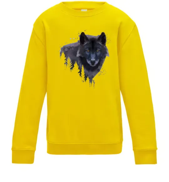 Детский Свитшот Wolf in the wood Солнечно желтый фото