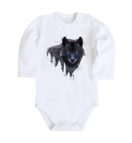 Дитячий бодік Wolf in the wood Білий фото