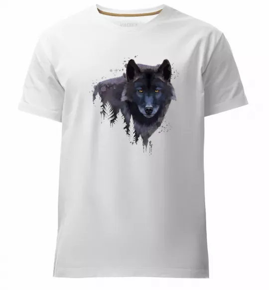 Мужская премиум футболка Wolf in the wood Белый фото