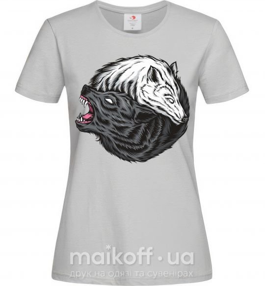 Женская футболка Два волка Серый фото