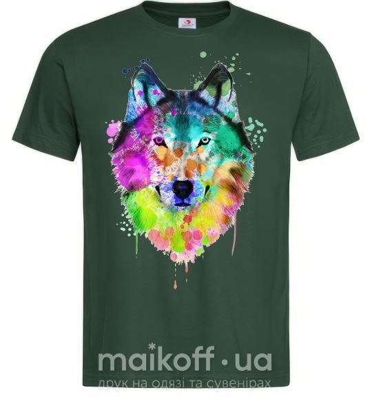 Мужская футболка Wolf splashes Темно-зеленый фото