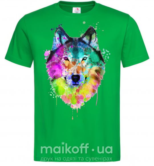Мужская футболка Wolf splashes Зеленый фото