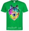 Мужская футболка Wolf splashes Зеленый фото