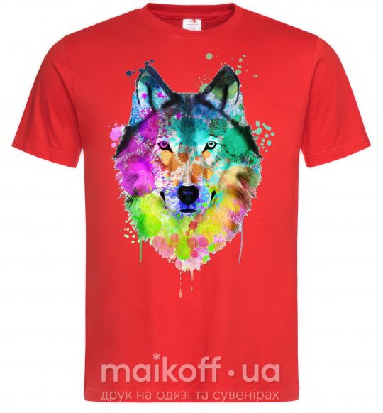 Мужская футболка Wolf splashes Красный фото