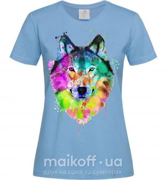 Жіноча футболка Wolf splashes Блакитний фото
