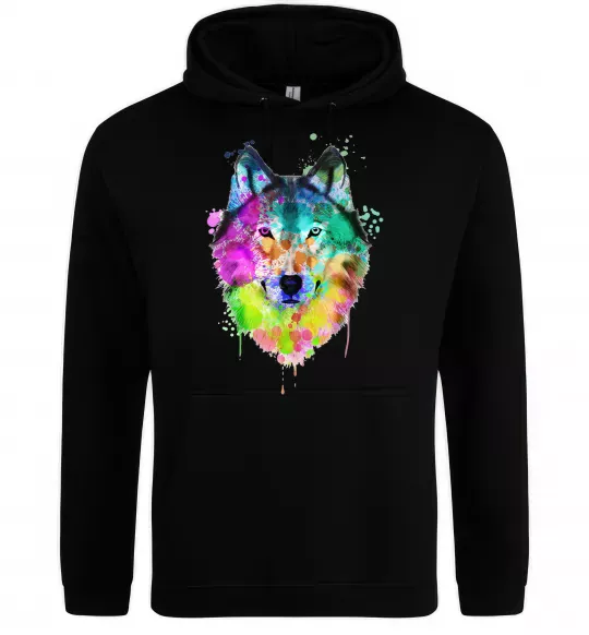 Чоловіча толстовка (худі) Wolf splashes Чорний фото