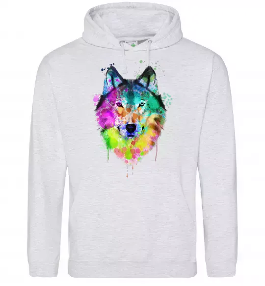 Чоловіча толстовка (худі) Wolf splashes Сірий меланж фото