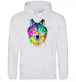 Мужская толстовка (худи) Wolf splashes Серый меланж фото