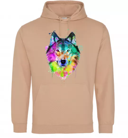 Чоловіча толстовка (худі) Wolf splashes Пісочний фото