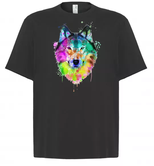 Футболка Оверсайз Wolf splashes Чорний фото