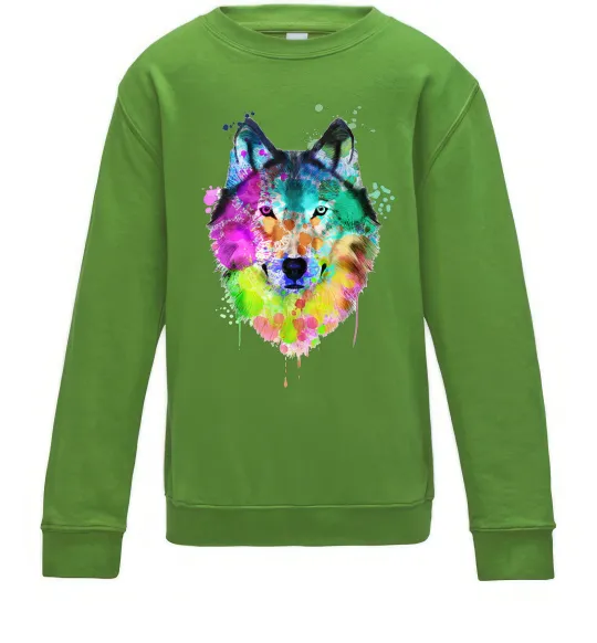 Дитячий світшот Wolf splashes Лаймовий фото