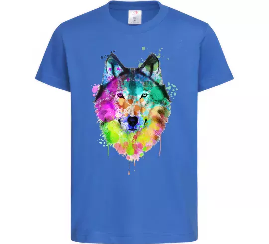 Детская футболка Wolf splashes Ярко-синий фото