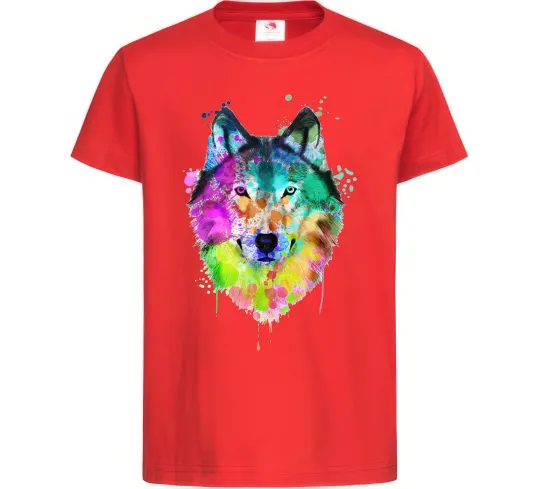 Детская футболка Wolf splashes Красный фото
