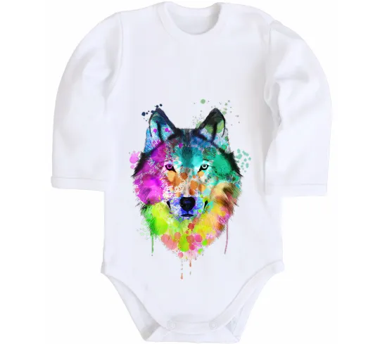 Дитячий бодік Wolf splashes Білий фото