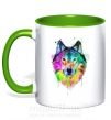 Чашка с цветной ручкой Wolf splashes Зеленый фото