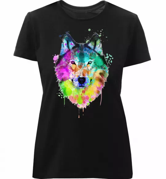 Жіноча преміум футболка Wolf splashes Чорний фото