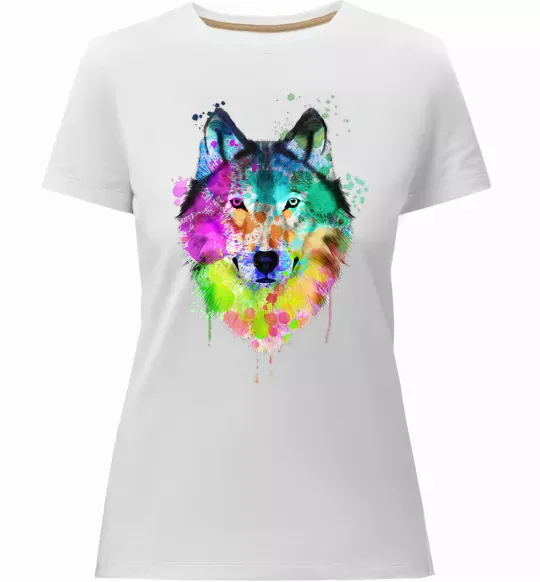 Жіноча преміум футболка Wolf splashes Білий фото