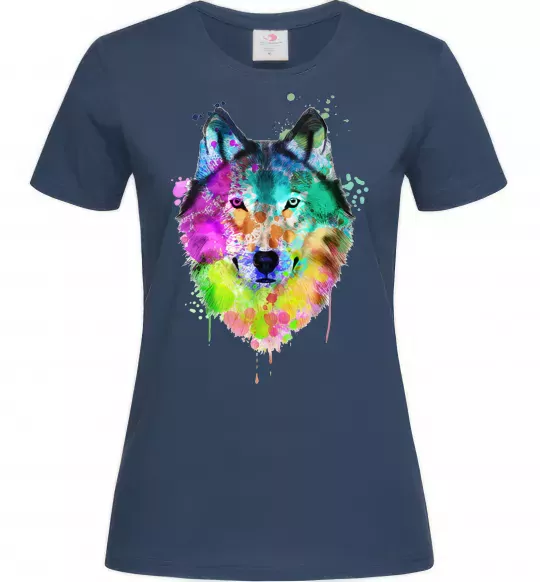 Женская футболка Wolf splashes Темно-синий фото